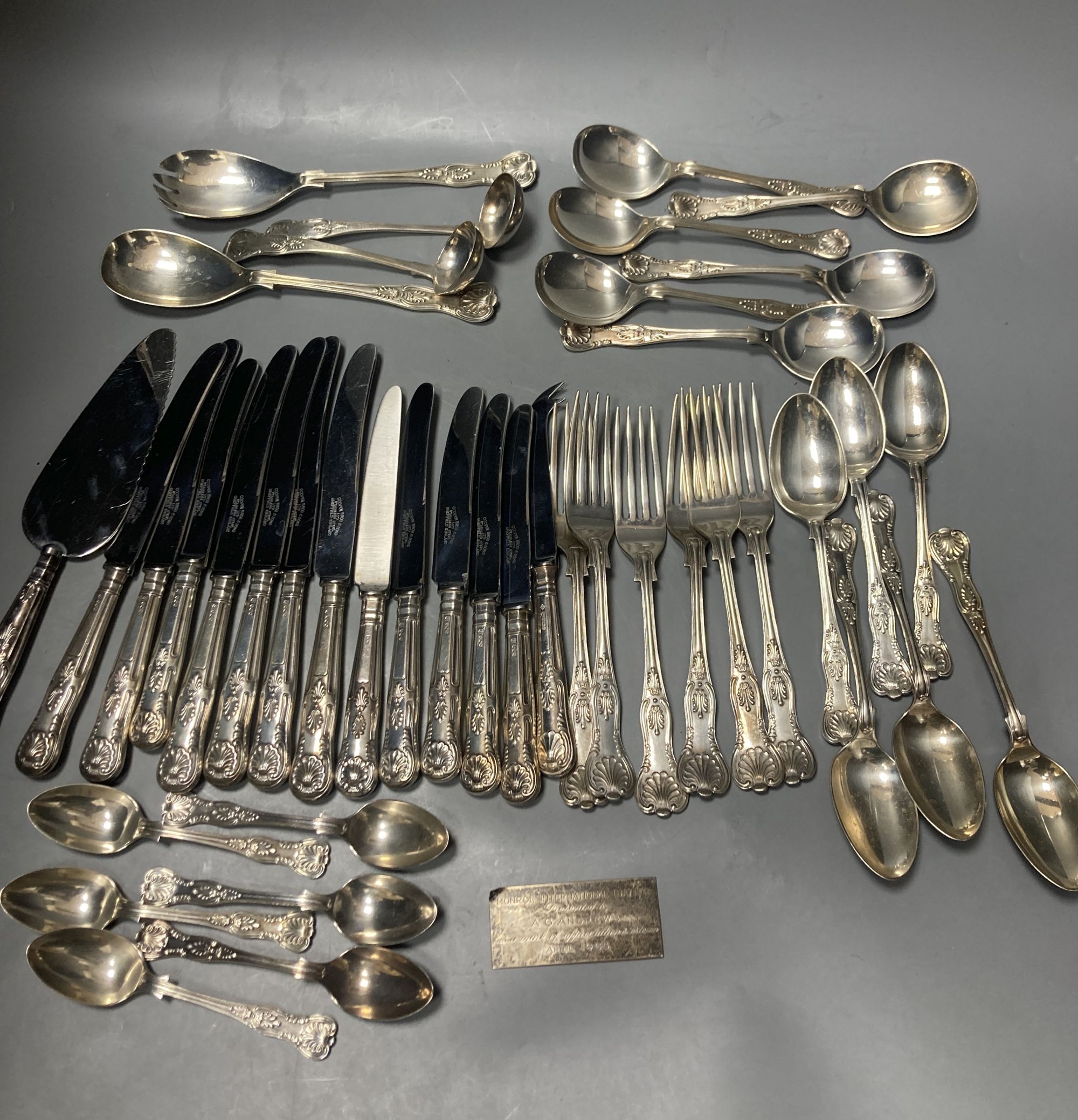 A part modern canteen of silver Kings pattern cutlery,